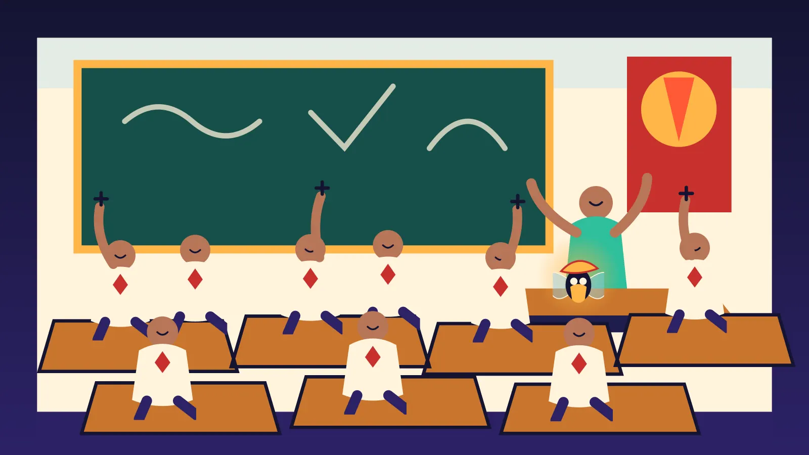 Học sinh một lớp học ở Việt Nam cười đùa, giơ tay chơi trò chơi trong tiết sinh hoạt lớp